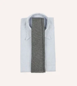 Drake’s Grey Herringbone Hand Rolled Wool Tie
