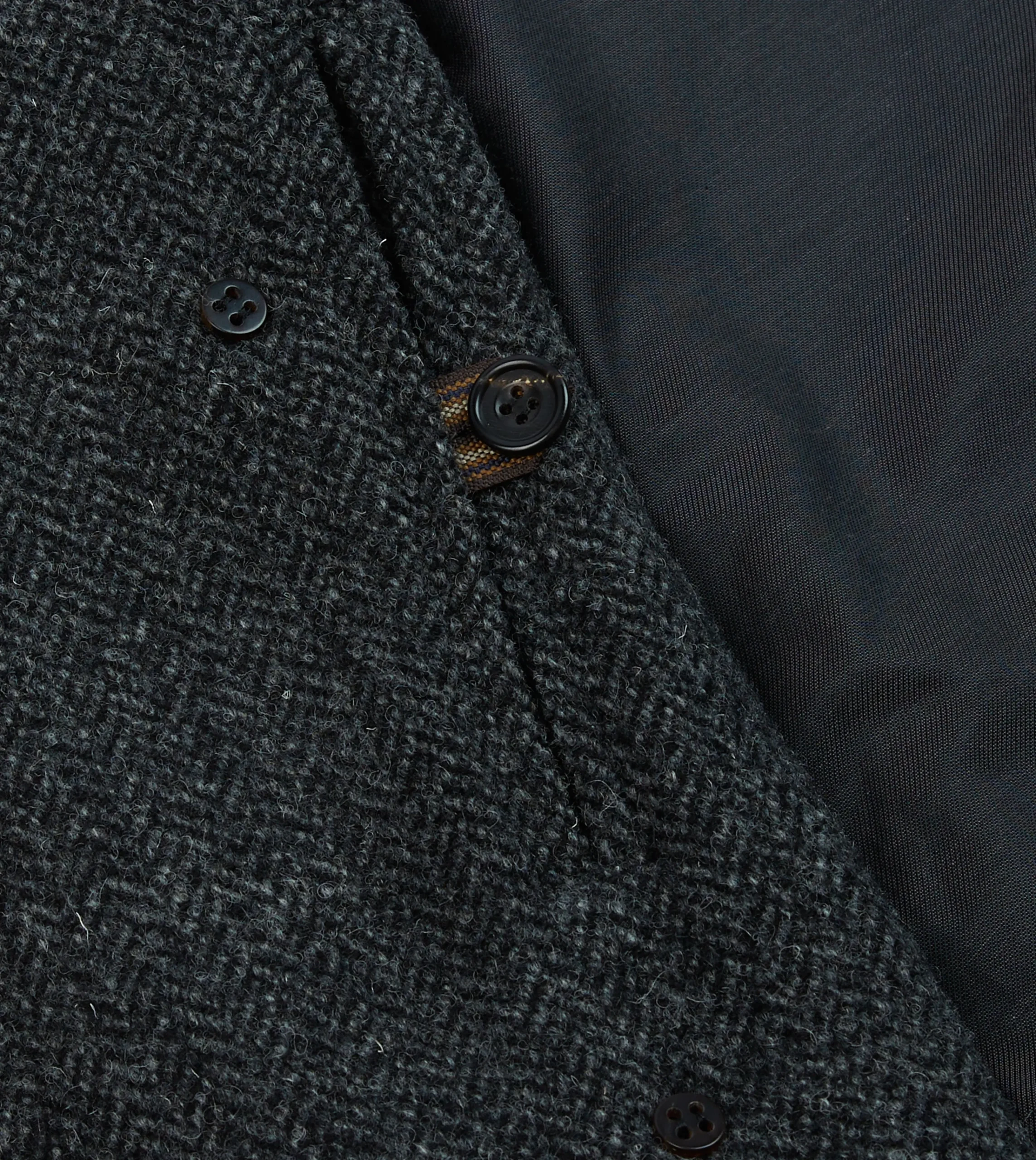 Drake’s Grey Herringbone Wool Double-Breasted Raglan Coat
