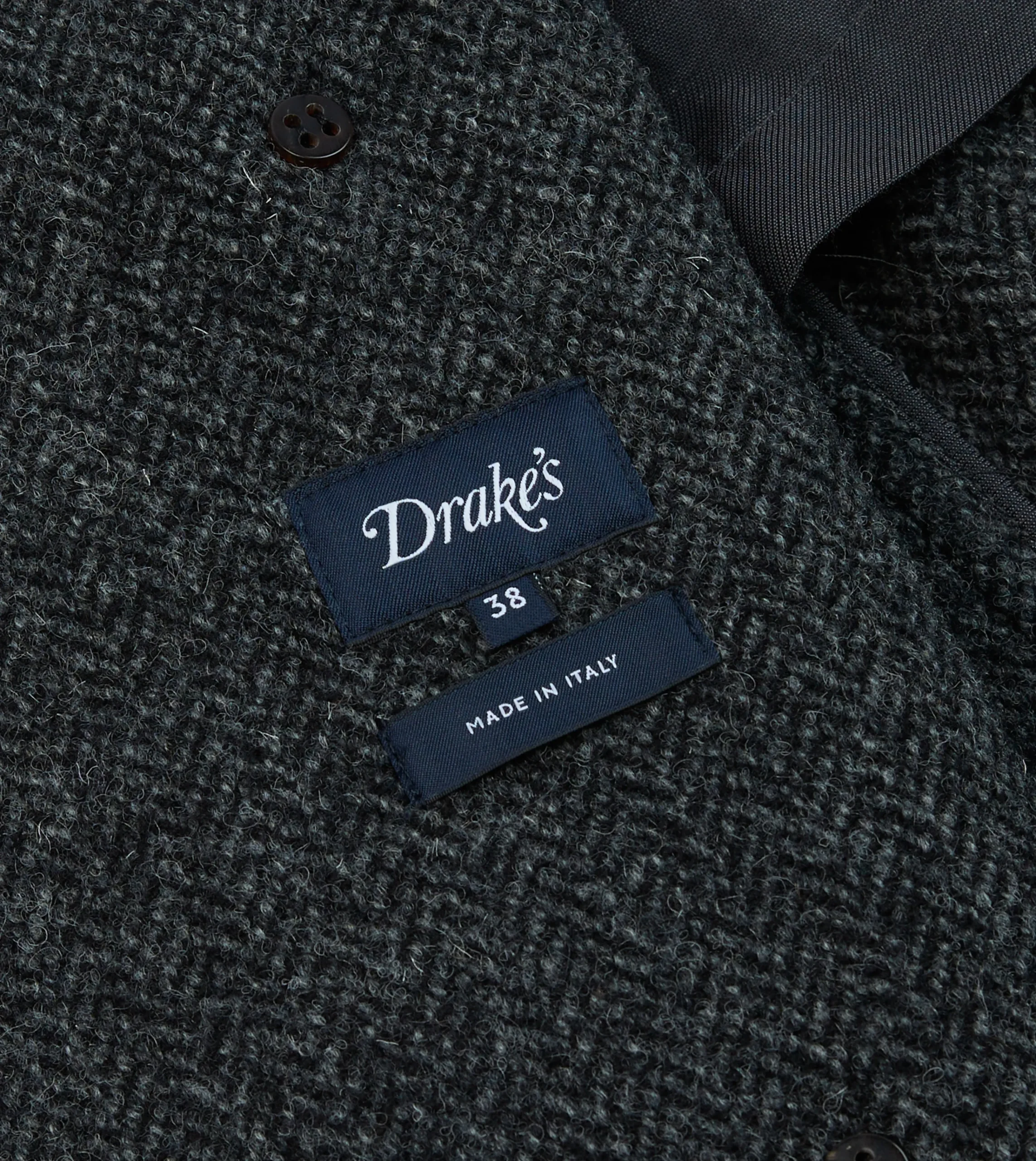 Drake’s Grey Herringbone Wool Double-Breasted Raglan Coat