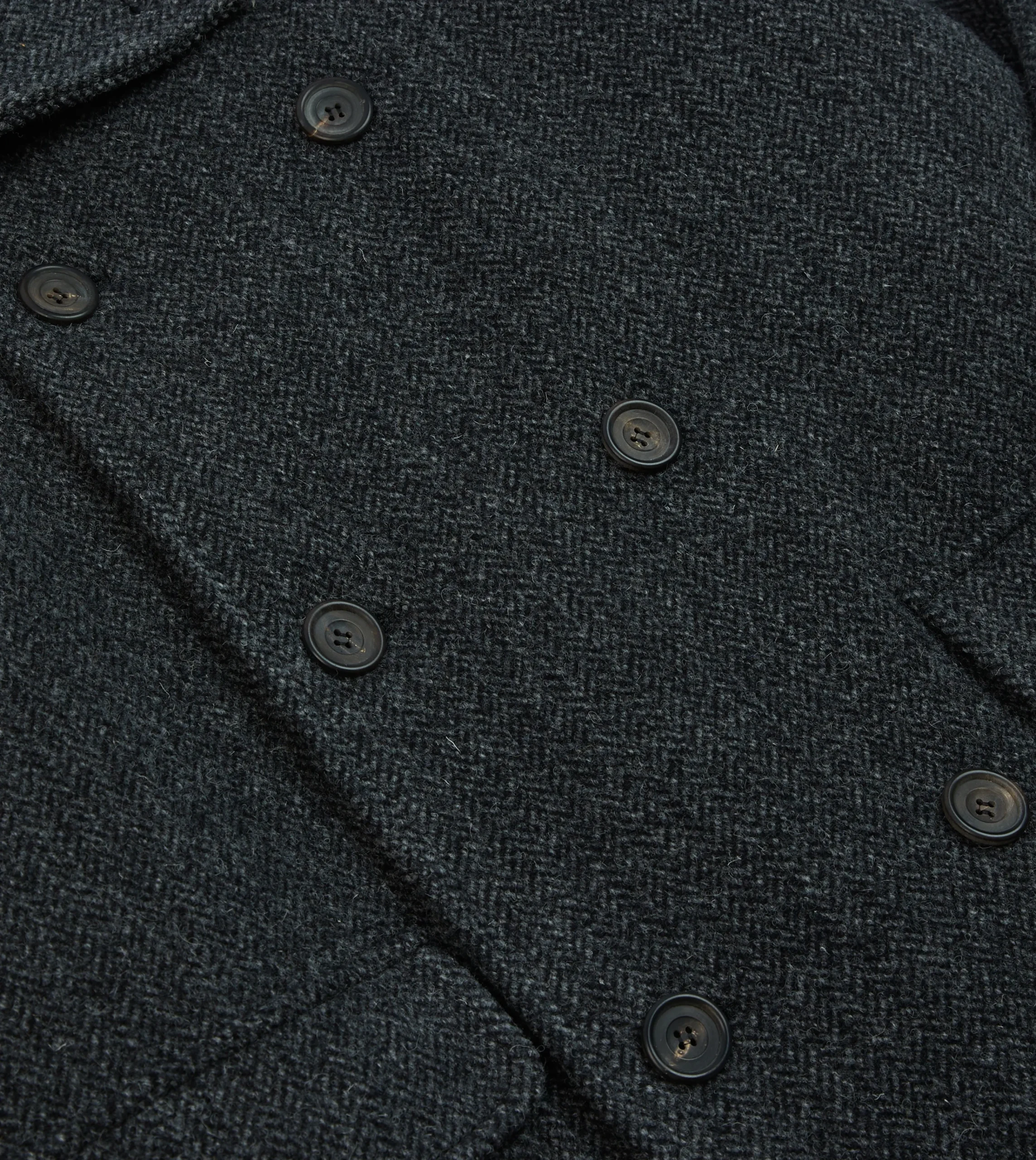 Drake’s Grey Herringbone Wool Double-Breasted Raglan Coat