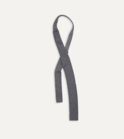 Drake’s Grey Knitted Cashmere Wool Solid Colour Tie