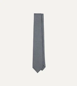 Drake’s Grey Mini Circular Dot Silk Self Tipped Tie