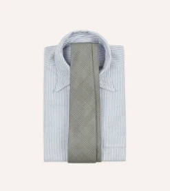 Drake’s Grey Prince Of Wales Check Tipped Silk Tie