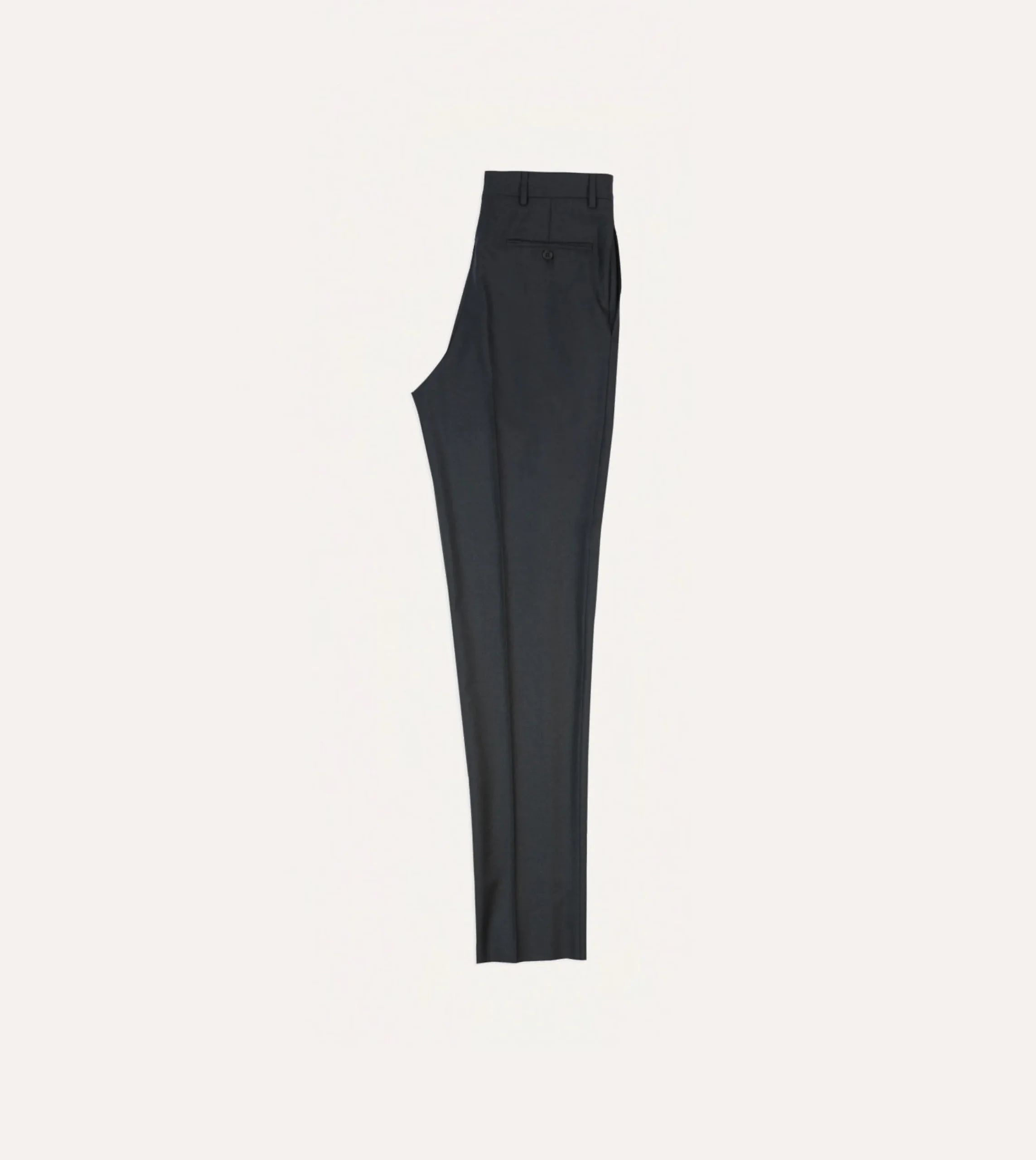 Drake’s Grey Worsted Wool Flat Front Trouser
