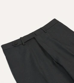 Drake’s Grey Worsted Wool Flat Front Trouser