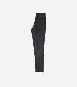 Drake’s Grey Worsted Wool Flat Front Trouser