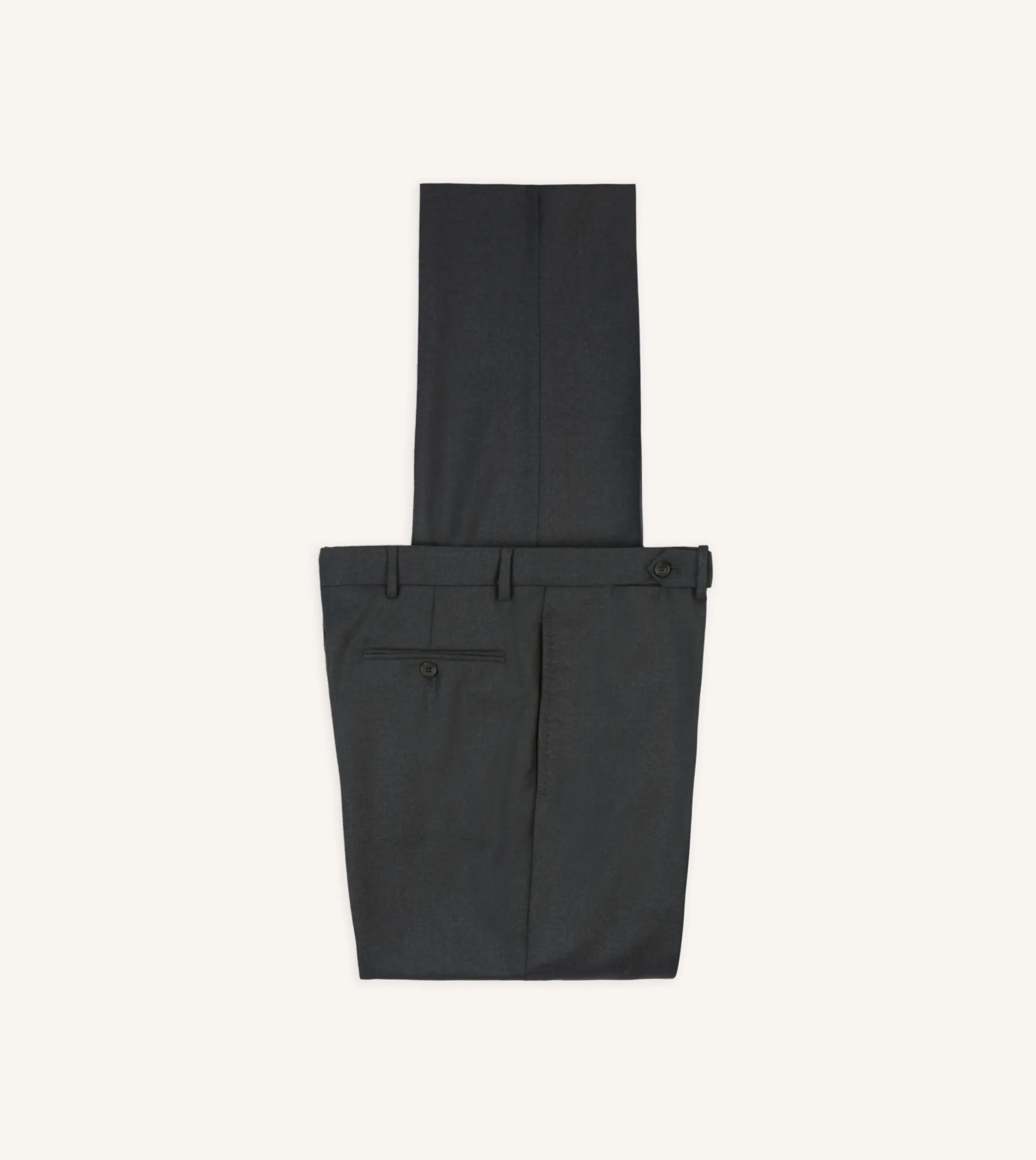 Drake’s Grey Worsted Wool Flat Front Trouser