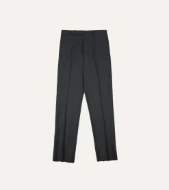 Drake’s Grey Worsted Wool Flat Front Trouser