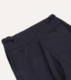 Drake’s Grey Worsted Wool Single Pleat Trouser