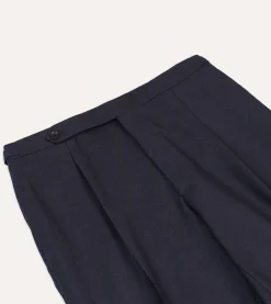 Drake’s Grey Worsted Wool Single Pleat Trouser