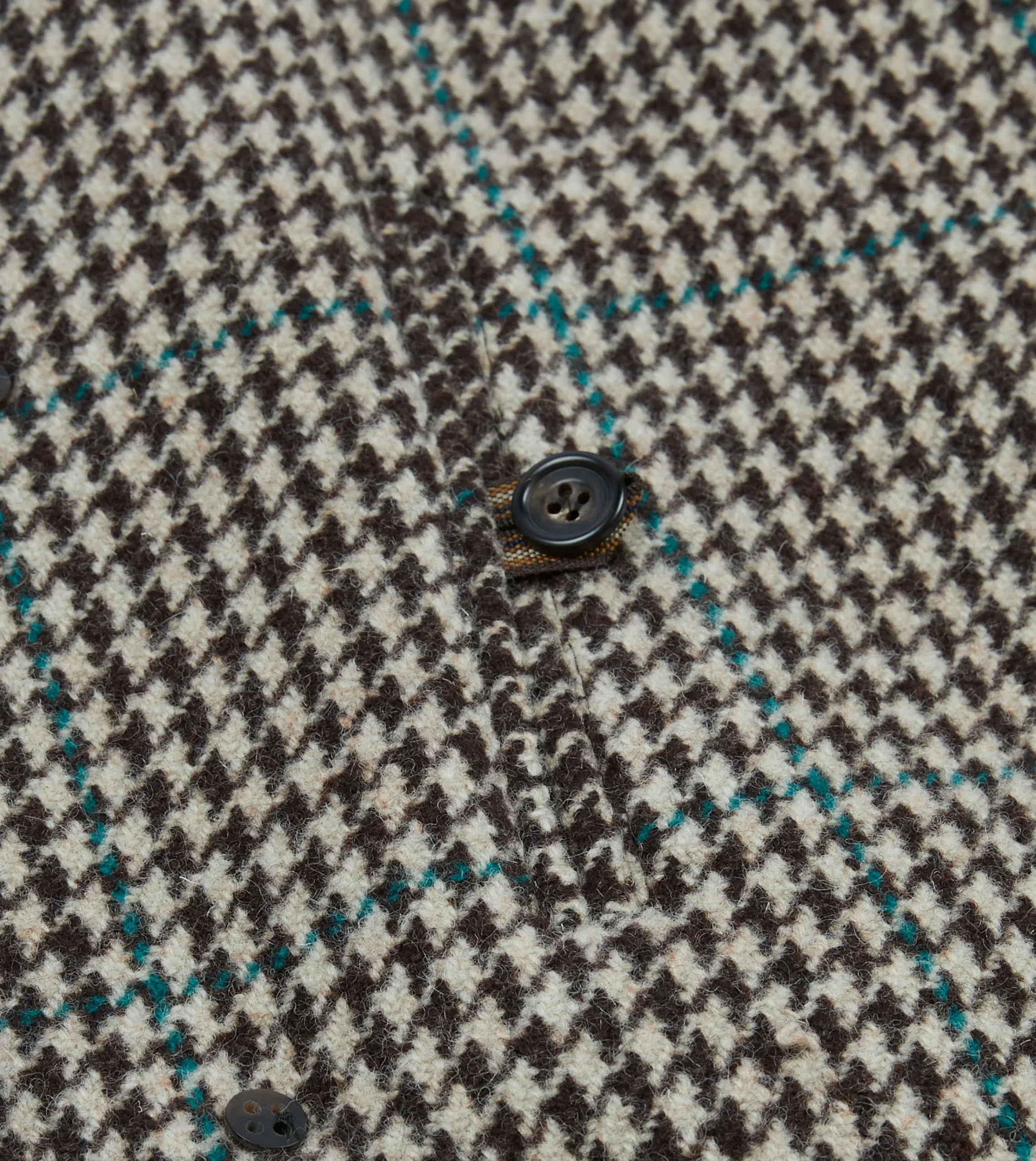 Drake’s Houndstooth Check Wool Raglan Coat