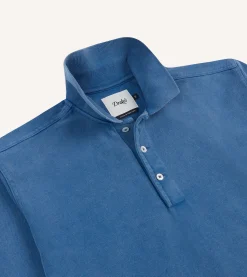 Drake’s Indigo Cotton Jersey Long-Sleeve Polo Shirt