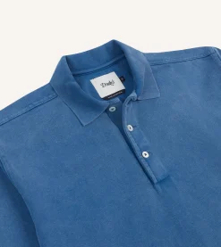 Drake’s Indigo Cotton Jersey Long-Sleeve Polo Shirt