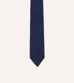 Drake’s Indigo Pure Cashmere Solid Tipped Tie