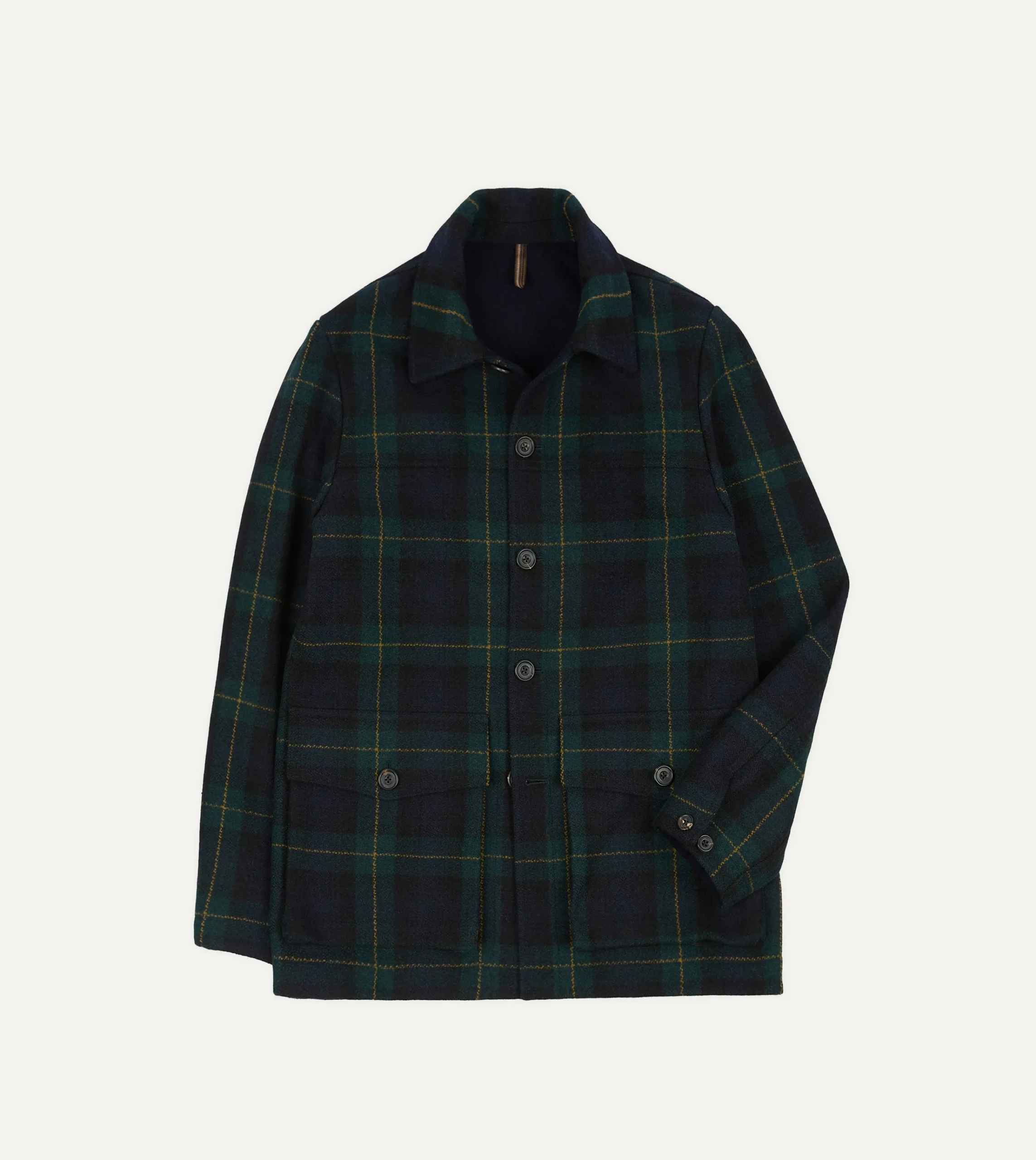 Drake’s Johnston Check Melton Wool Donkey Chore Jacket