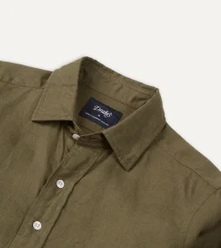 Drake’s Linen Spread Collar Shirt