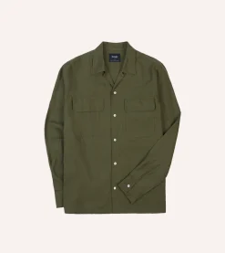 Drake’s Linen Camp Collar Long Sleeve Shirt