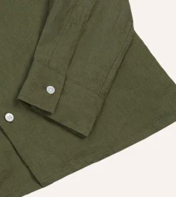 Drake’s Linen Camp Collar Long Sleeve Shirt