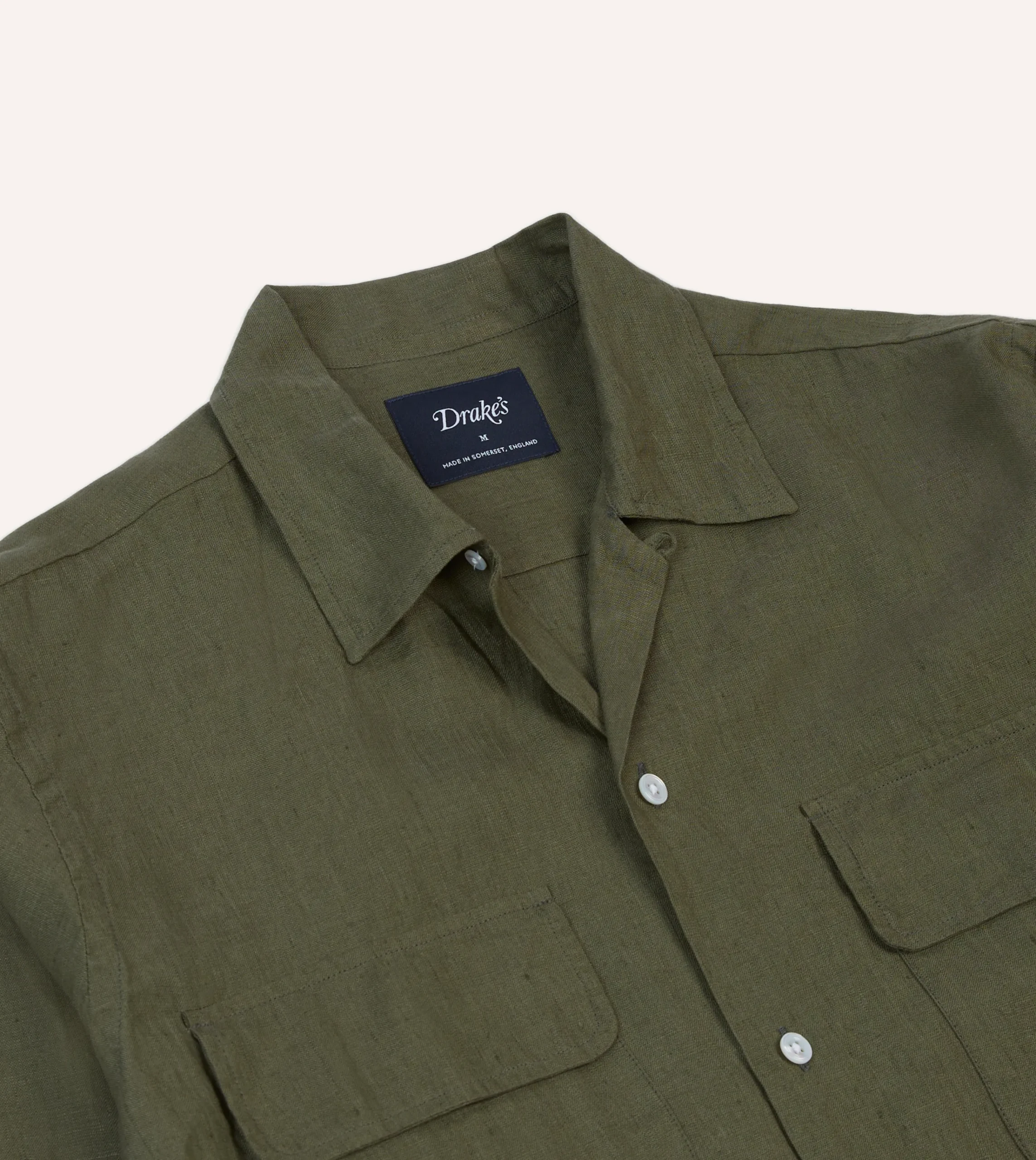 Drake’s Linen Camp Collar Long Sleeve Shirt