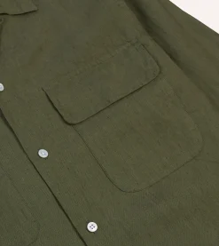 Drake’s Linen Camp Collar Long Sleeve Shirt
