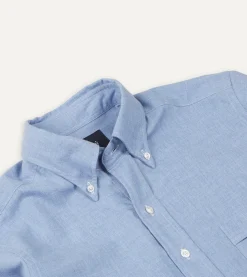 Drake’s Light Blue Brushed Cotton Button-Down Shirt