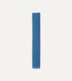 Drake’s Light Blue Knitted Silk Solid Colour Tie