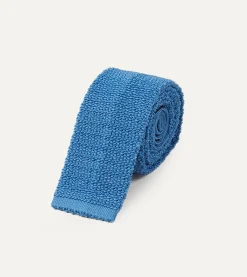 Drake’s Light Blue Knitted Silk Solid Colour Tie
