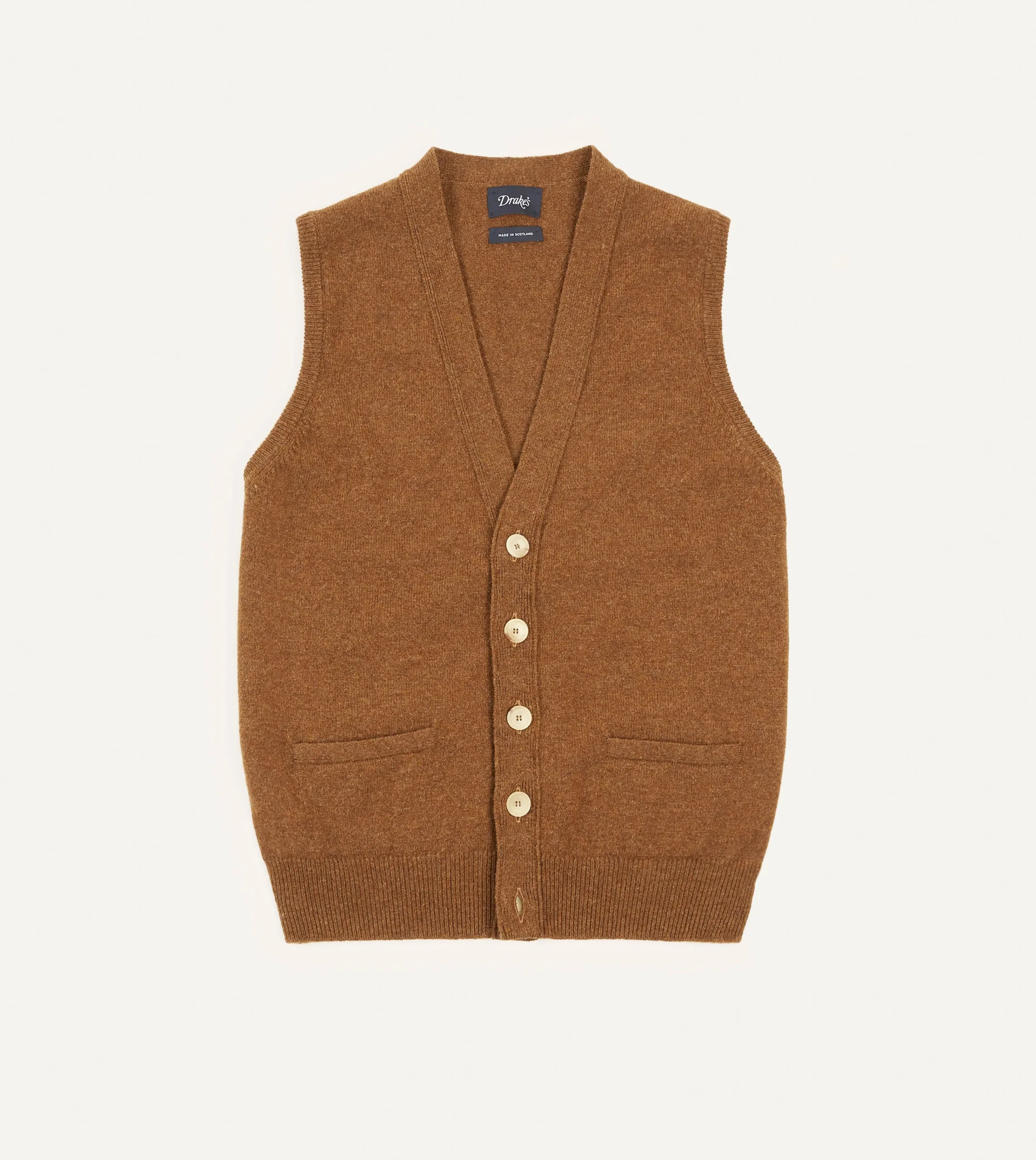 Drake’s Lambswool Sleeveless Cardigan