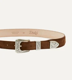 Drake’s Light Brown Suede Western Belt