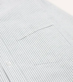 Drake’s Ticking Stripe Cotton Oxford Cloth Button-Down Shirt
