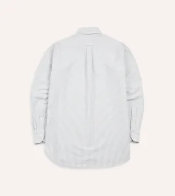 Drake’s Ticking Stripe Cotton Oxford Cloth Button-Down Shirt