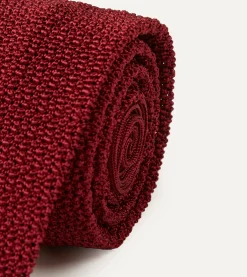 Drake’s Light Wine Knitted Silk Solid Colour Tie