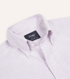 Drake’s Ticking Stripe Cotton Oxford Cloth Button-Down Shirt