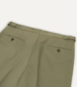 Drake’s Cotton Drill Single Pleat Trouser