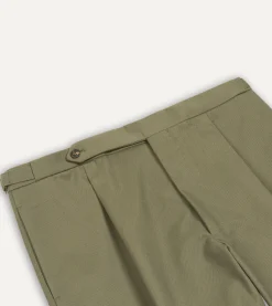 Drake’s Cotton Drill Single Pleat Trouser