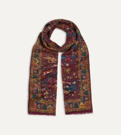 Drake’s Mughal Hunter Print Wool-Silk Scarf