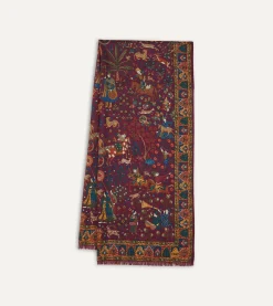 Drake’s Mughal Hunter Print Wool-Silk Scarf