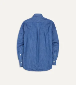 Drake’s Mid-Blue Washed Denim Cotton Two-Pocket Work Shirt