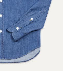 Drake’s Mid-Blue Washed Denim Cotton Two-Pocket Work Shirt