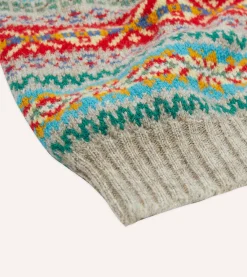 Drake’s Multicoloured Fair Isle Lambswool Sleeveless V-Neck Jumper