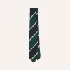 Drake’s Navy And Green Broad Stripe Mogador Silk Tipped Tie