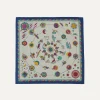 Drake’s Navy And White Zodiac Print Wool-Silk Bandana
