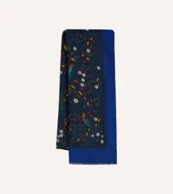 Drake’s Birds Of Paradise Print Wool Scarf