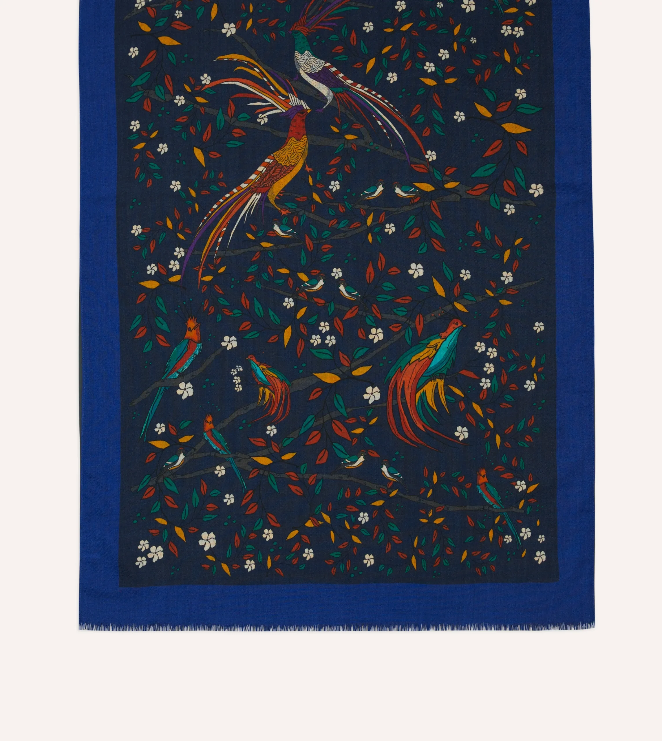 Drake’s Birds Of Paradise Print Wool Scarf