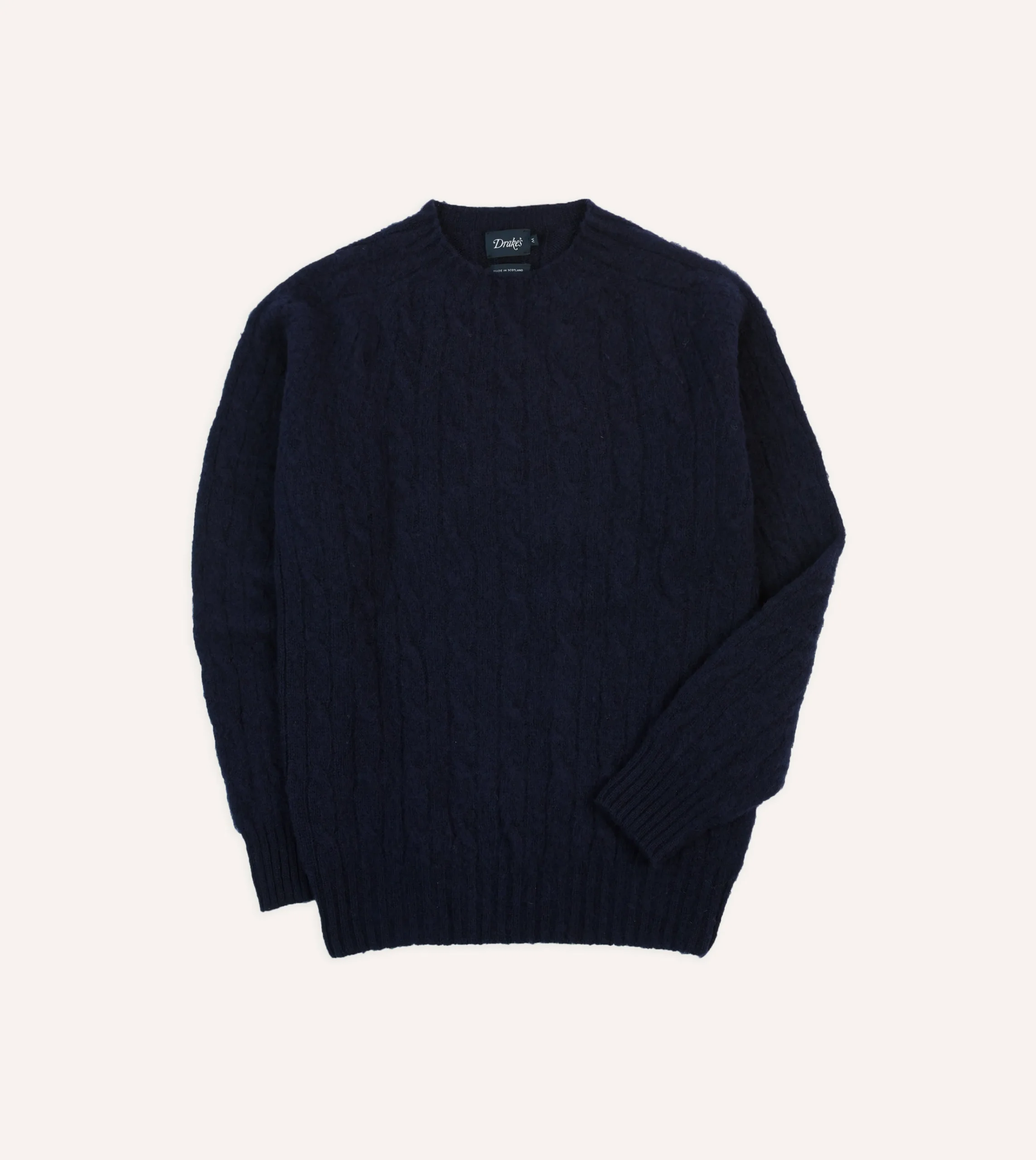 Drake’s Brushed Cable Knit Shetland Crew Neck Jumper