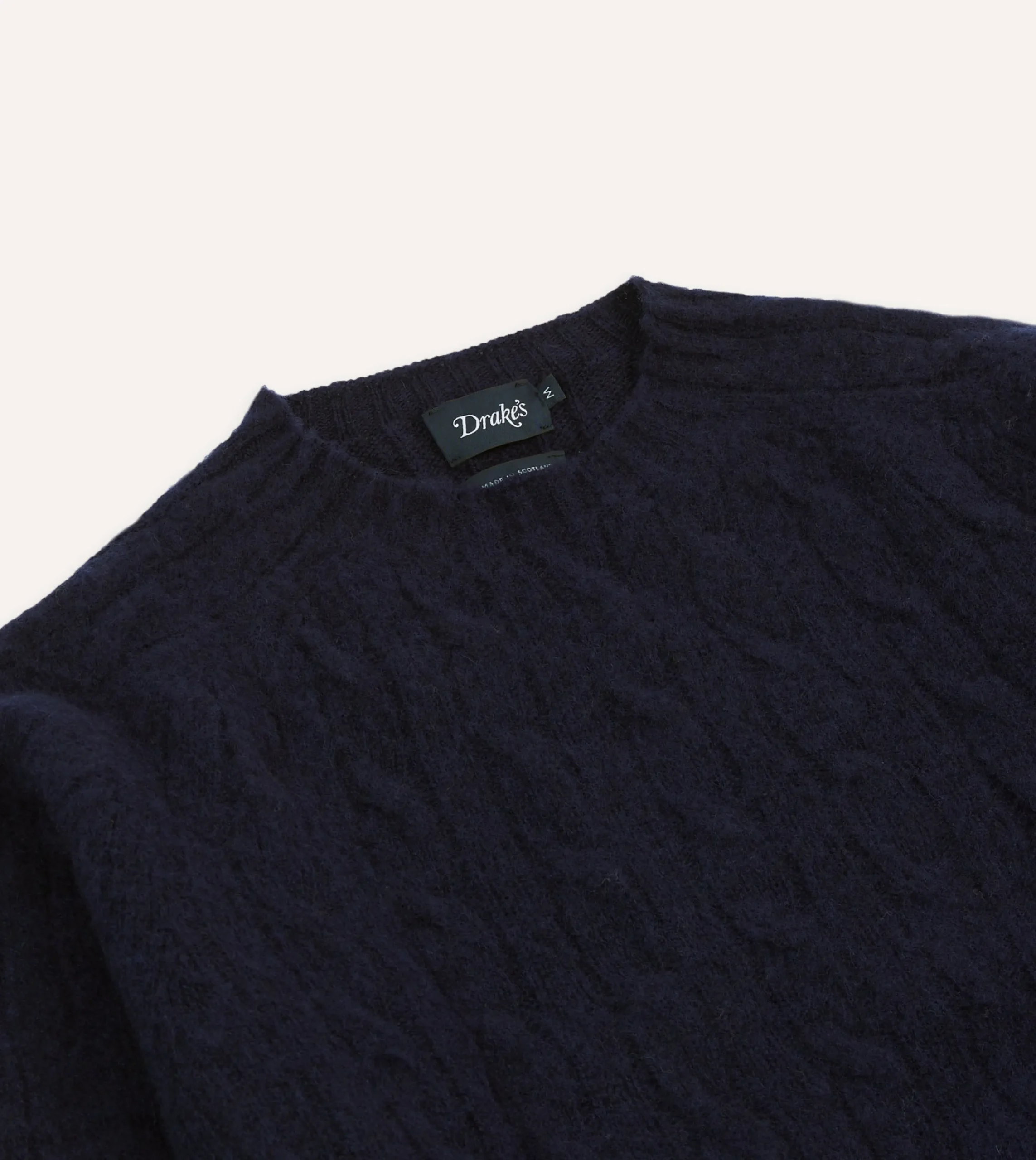 Drake’s Brushed Cable Knit Shetland Crew Neck Jumper