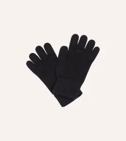 Drake’s Navy Cashmere Knitted Gloves
