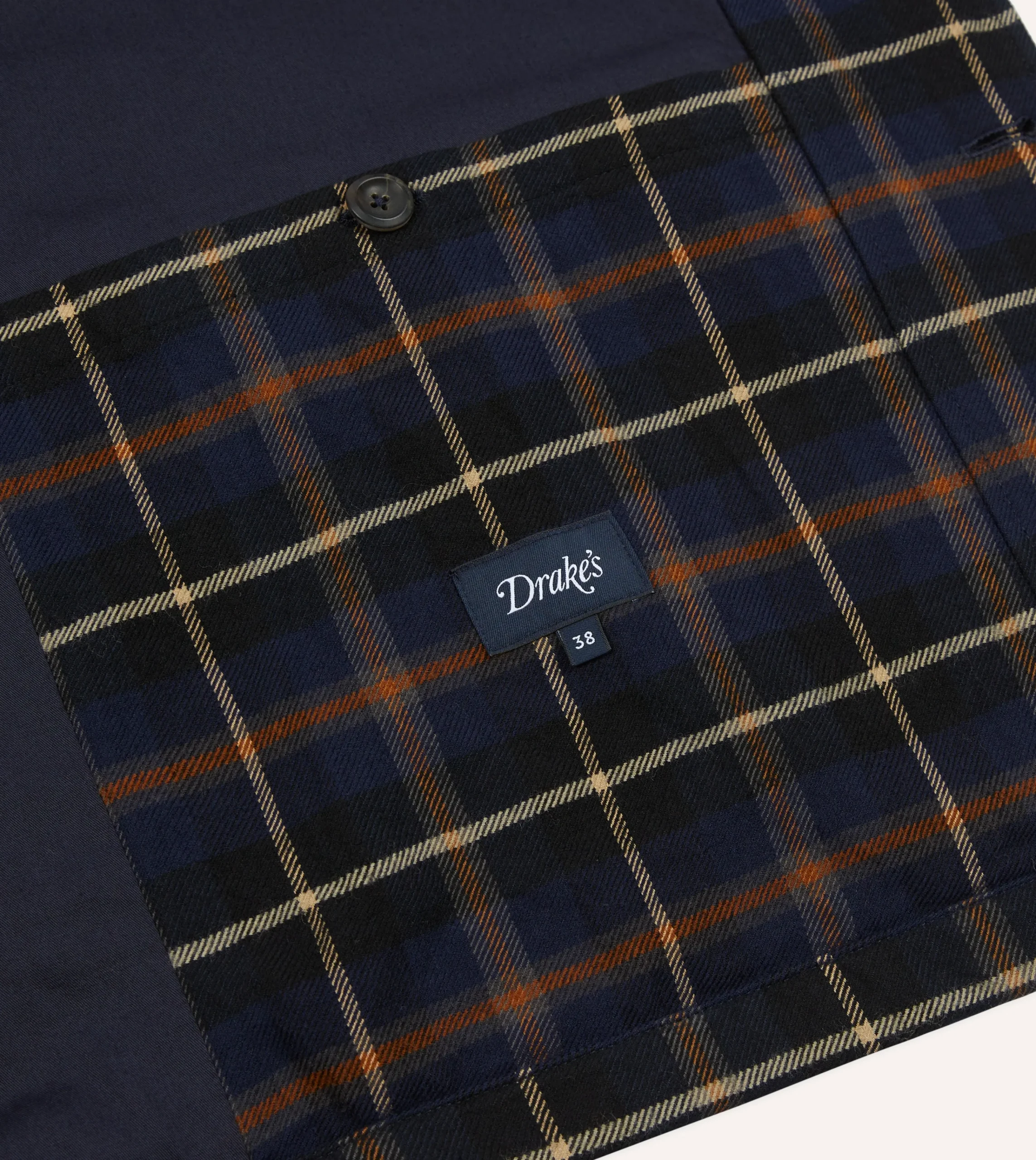 Drake’s Navy Check Wool-Cotton Four-Pocket Chore Jacket