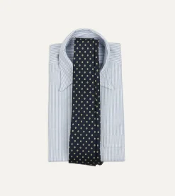 Drake’s Navy Circular Dot Silk Self Tipped Tie