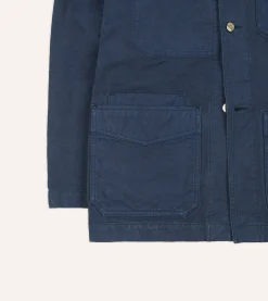 Drake’s Navy Cotton Duck Canvas Five-Pocket Chore Jacket